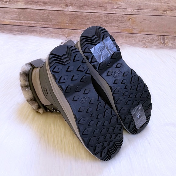 UGG Women’s Zaylee Leopard Waterproof Charcoal Leather Boots - Picture 9 of 10